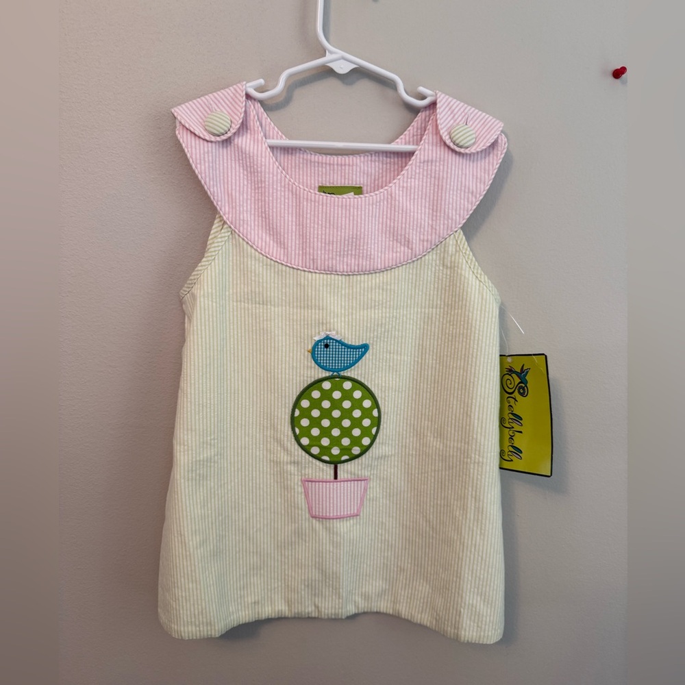 Stellybelly Pink and Cream Dress with Bird Design